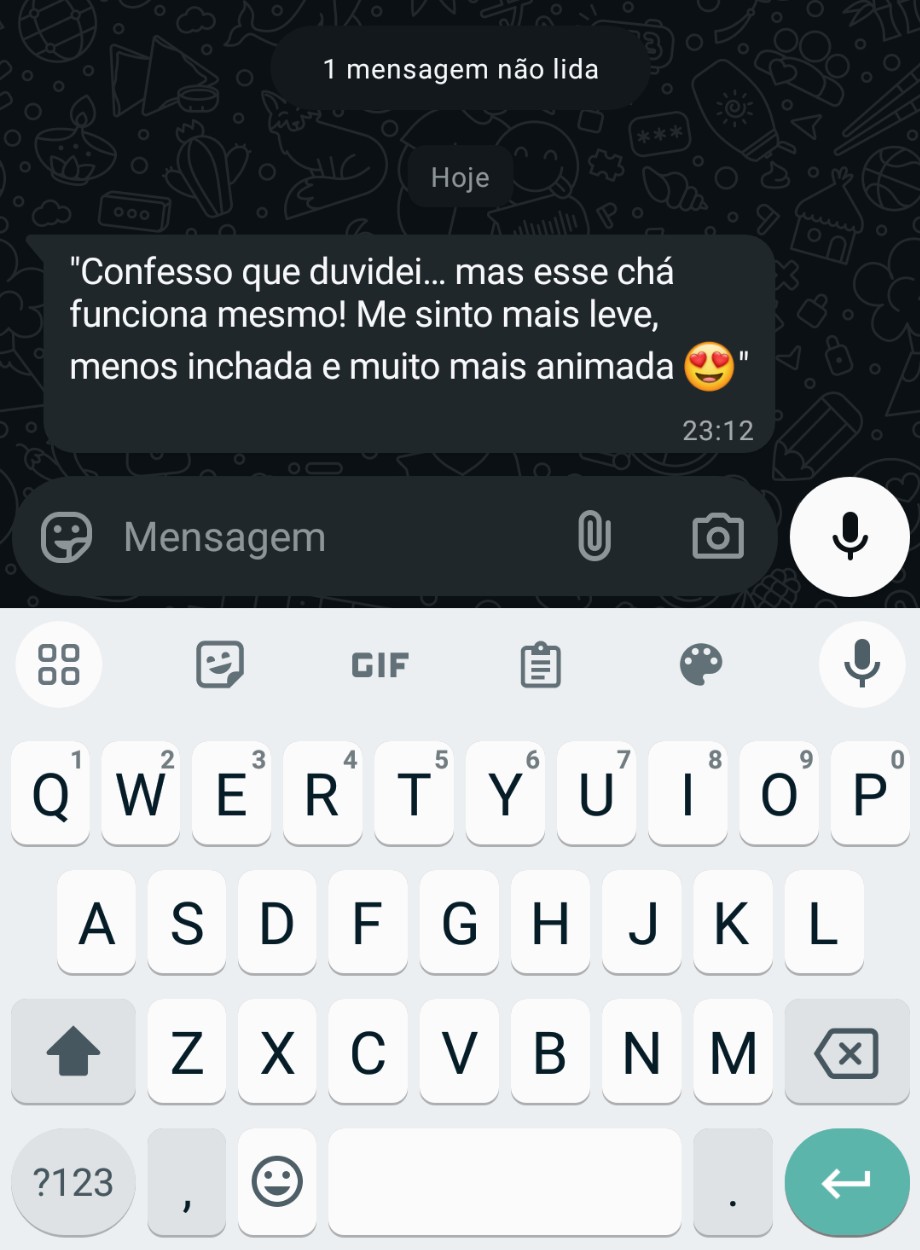 Depoimento WhatsApp: cliente se sente mais leve e animada