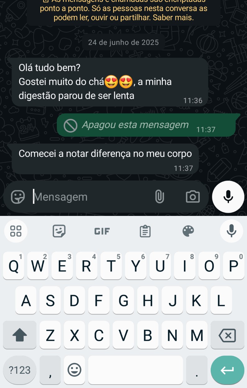 Depoimento WhatsApp: cliente notou diferença no corpo e digestão